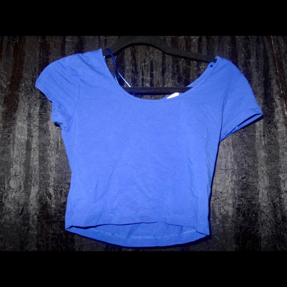 Ambiance Apparel Royal Blue Keyhole Crop Top